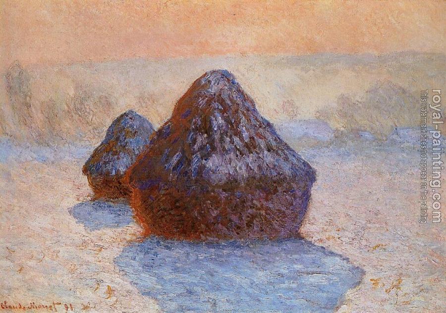 Claude Oscar Monet : Grainstacks, White Frost Effect